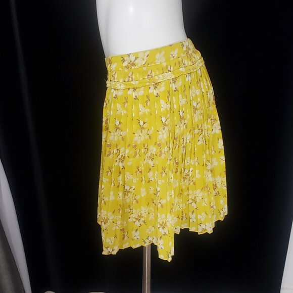 American Eagle Outfitters Floral Yellow Pleated mini-Skirt Size 8 Fully Lined - Picture 3 of 10